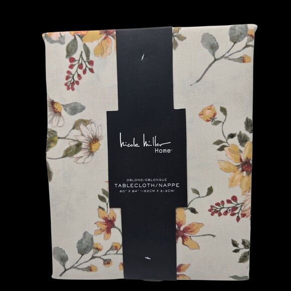 Nicole Miller Autumn Floral Tablecloth 60x84in Oblong Multi - Picture 3 of 11